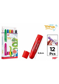 Farby tempera w sztyfcie 12 kolorów