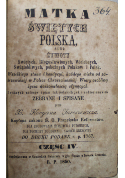 Matka Świętych Polska 3 miesiące 1850 r.