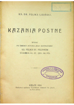 Kazania postne 1924 r.