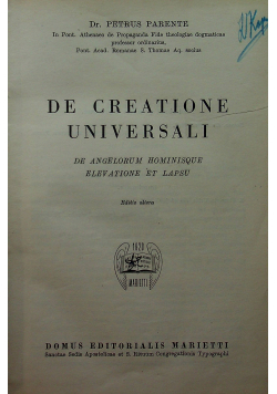 De Creatione Universali / Anthropologia supernaturalis 1943 r.