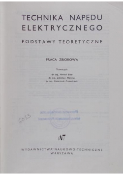 Technika napędu elektrycznego. Podstawy teoretyczne