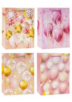 Torebka ozdobna 26x32x10 balony mix ROZETTE