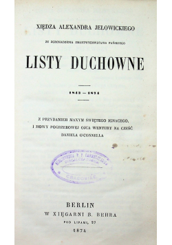 Listy duchowne 1843 - 1874 1874 r