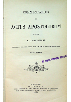 Commentarius in actus apostolorum 1924 r