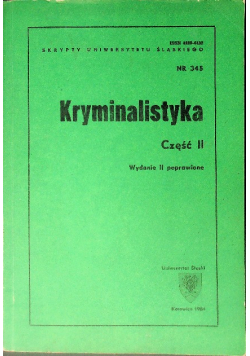 Kryminalistyka Część II Widacki Nr 345 / 84