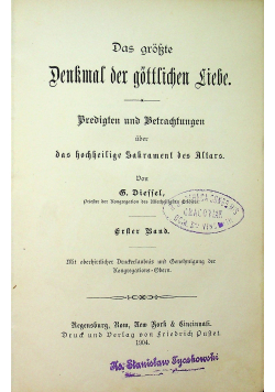 Das groszte Denkmal der gottlichen Liebe 1904r