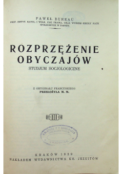 Rozprzężenie Obyczajów 1929 r.