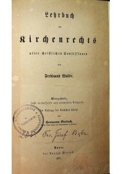 Lehrbuch des Kirchenrechts aller christlichen Konfessionen 1871 r