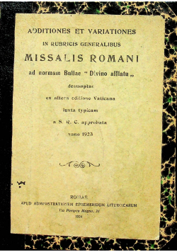 Additiones et variationes in Rubricis generalibus Missalis Romani 1924 r.