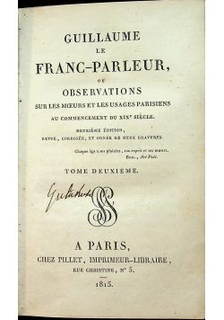 Guillaume le Frang Parleur  2 tomy 1815r