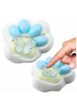 Gniotek Kocia łapka antystres Squishy biało-nieb