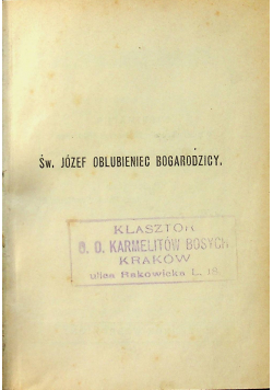 Św Józef Oblubieniec Bogarodzicy 1910r
