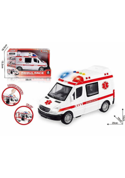 Ambulans z otwieranymi drzwiami światło, dźwięk