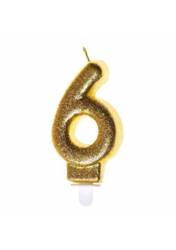 Świeczka brokatowa cyfra "6"