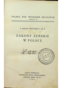 Zakony Żeńskie w Polsce 1935 r