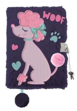 Pamiętnik A5/96K z kłódką 3D Lady poodle