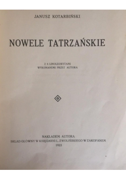 Nowele Tatrzańskie 1923 r.