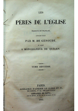 Les peres de leglse Tom VII 1842 r