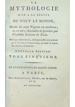 La Mythologie De Tout Le Monde Tom V 1799 r.