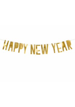 Baner Happy New Year złoty 10x90cm