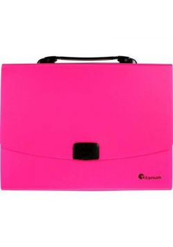 Teczka A4 z rączką 12 przegródek fluo różowa