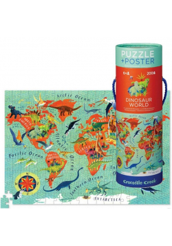 Puzzle 200 Świat dinozaurów z plakatem