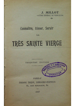Connaitre Aimer Servir la Tres Sainte Vierge 1923 r.