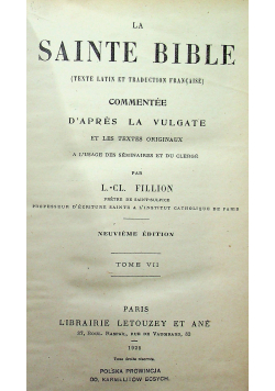 La Sainte Bible Commentee tom VII 1925 r.