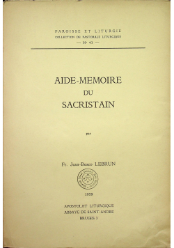 Aide memoire du sacristain