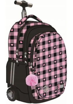 Plecak na kółkach 4 komorowy TB1 Pink Checkered