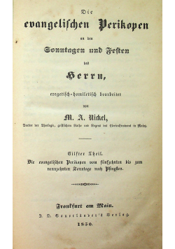 Die evangelische Perikopen Tom 11 1850 r.