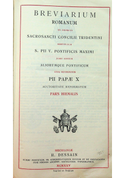 Breviarium Romanum Pars Hiemalis 3 części 1925 r.