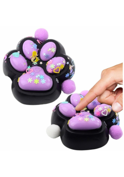 Gniotek Kocia łapka antystres Squishy czarno-fiol
