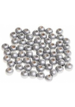 Koraliki drewniane do nawlekania srebrne 10mm 60sz