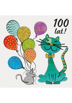 Karnet 155x155 Urodziny - Mysz i kot