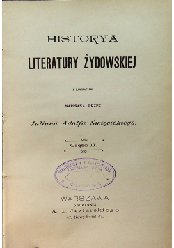 Historya literatury żydowskiej Część II 1903 r.