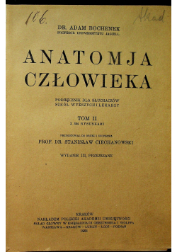 Anatomja człowieka Tom II 1921 r