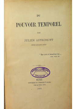 Du pouvoir temporel 1885 r