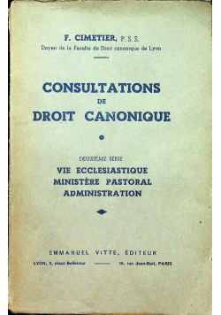 Consultations de droit canonique 1944 r
