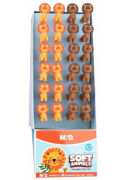 Długopis wymazywalny soft animals nieb (24szt) M&G