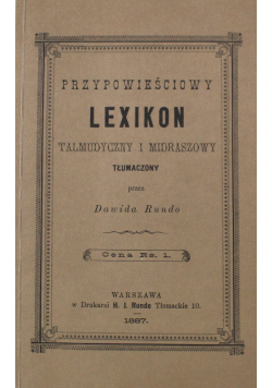 Przypowieściowy Lexikon talmudyczny i midraszowy reprint z 1887 r.