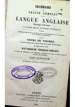 Grammaire ou Traite Complet de la Langue Anglaise 1844