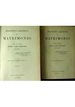 Tractatus Canonicus de Matrimonio Tom 1 i 2, 1932 r.