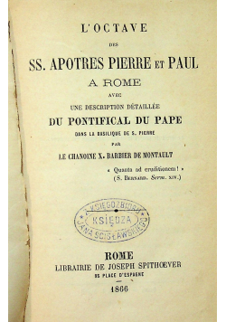 L Octave des SS Apotres Pierre et Paul a Rome 1866 r