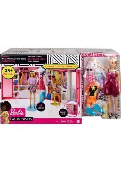 Barbie Zestaw szafa z lalką i akcesoriami