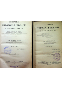 Compendium Theologiae Moralis 2 tomy 1899 r.