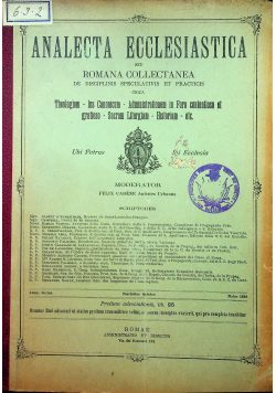 Analecta Ecclesiastica seu Romana Collectanea 1898 r