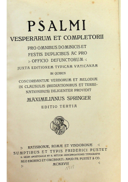 Psalmi Vesperarum Et Completorii 1918r