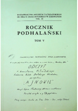 Rocznik podhalański Tom 5