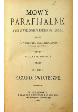 Mowy parafijalne Część III 1884 r.